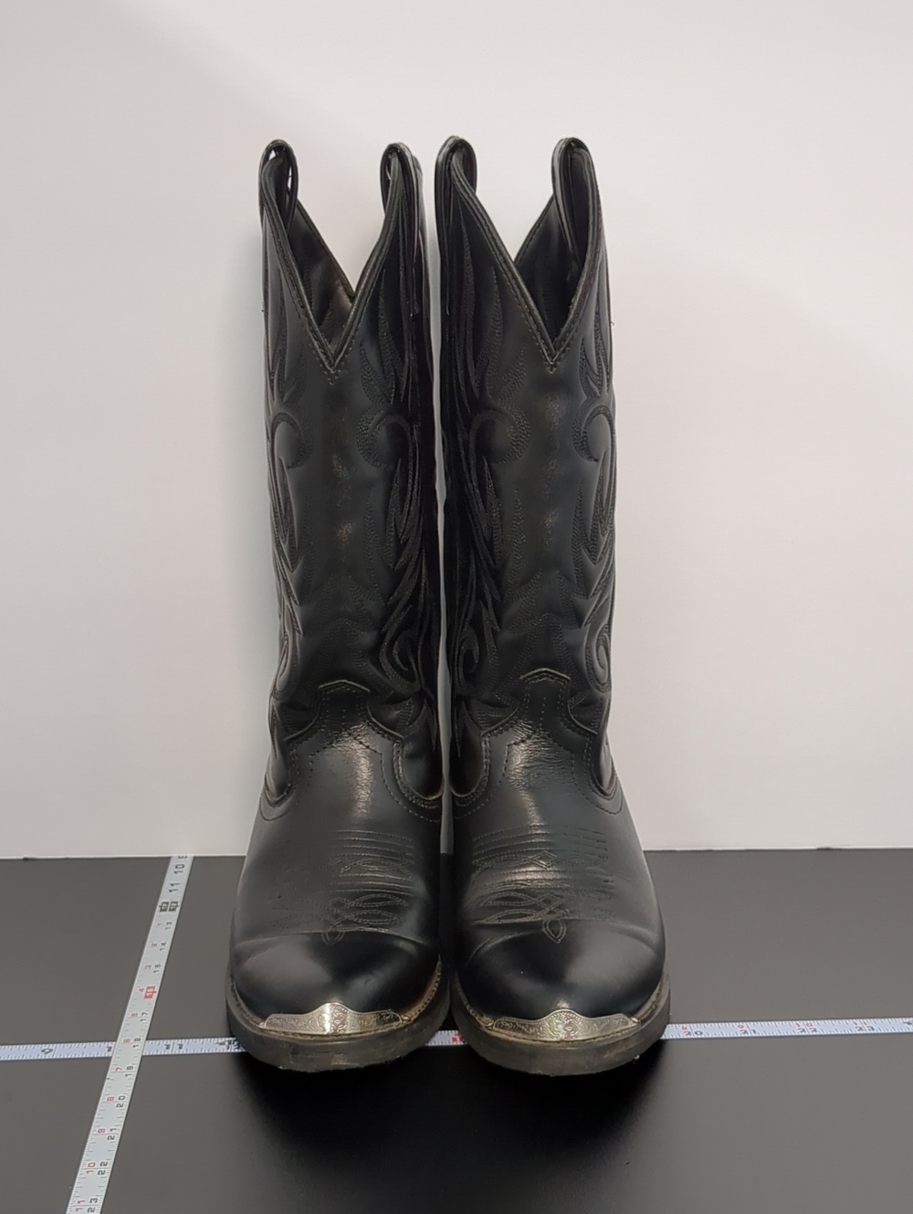 Laredo Mccomb Black Western Embroider Cowboy Steel Toe Leather Boots Size 9D EUC